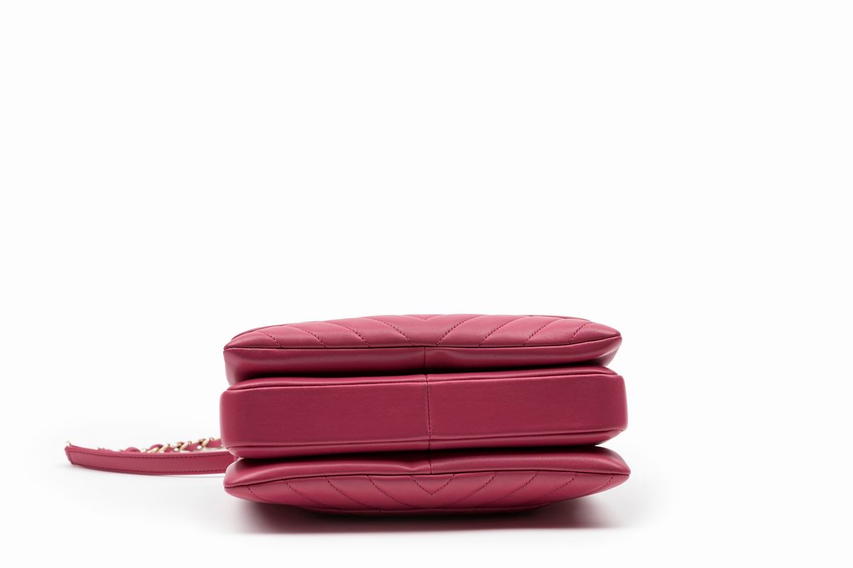 Chanel - Borsa Trendy, in pelle chevron rosa scuro con tracolla staccabile, 2019