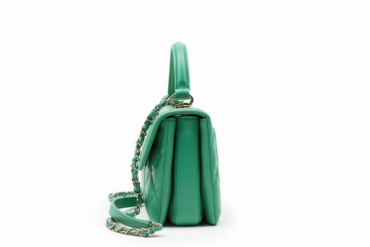Chanel - Borsa Trendy, pelle matelassé verde menta con tracolla staccabile