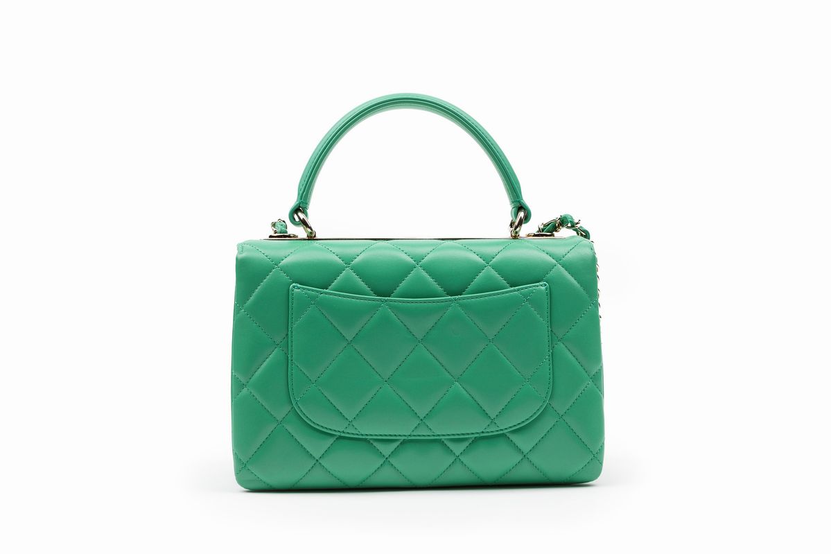 Chanel - Borsa Trendy, pelle matelassé verde menta con tracolla staccabile