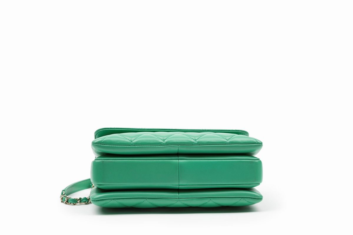 Chanel - Borsa Trendy, pelle matelassé verde menta con tracolla staccabile