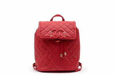 Zainetto in pelle caviar matelassé, rosso, 2017
