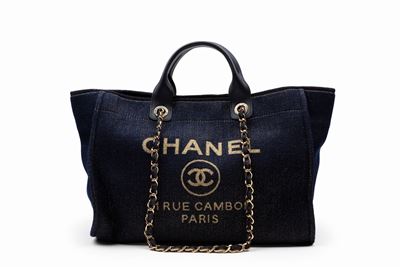 Borsa Deauville, tessuto laminato blu scuro e oro, 2019