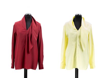 Camicie in seta, colore giallo paglierino e bordeaux, taglia 38 francese