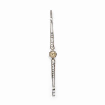 Orologio in oro bianco 18k con diamanti e movimento a carica manuale