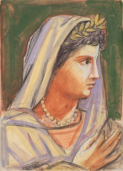 Senza titolo (Figura femminile), tecnica mista su carta