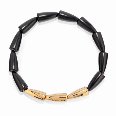 Collana, oro giallo 18k con inserti in ebano