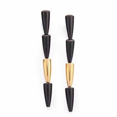 Orecchini pendenti in oro giallo 18k con inserti in ebano