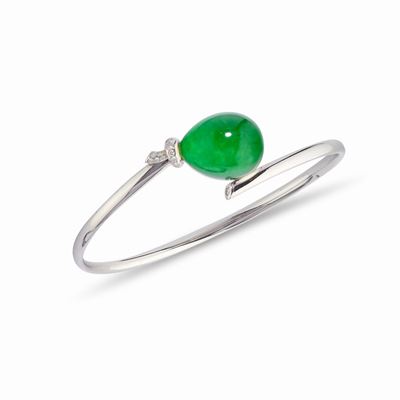 Bracciale Palloncino, oro bianco 18k con cristallo di rocca e diamanti