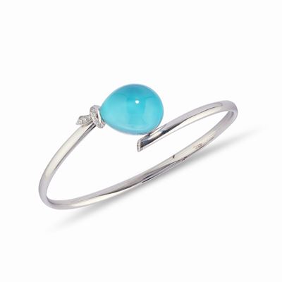 Bracciale 'Palloncino' in oro bianco 18k con cristallo di rocca e diamanti