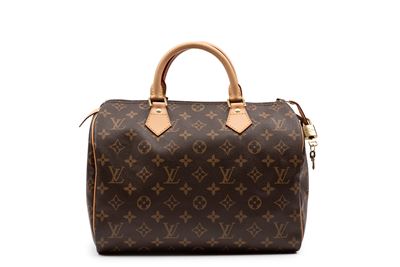 Borsa Speedy, tela monogram con doppi manici in pelle, cm 30