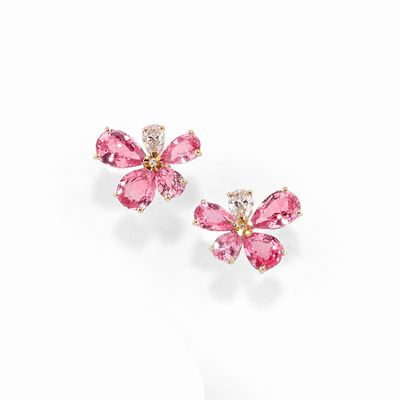 Orecchini in oro rosa 18k con zaffiri rosa e diamanti