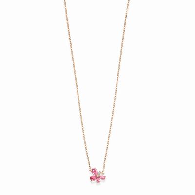 Collana in oro rosa 18k con zaffiri rosa e diamanti