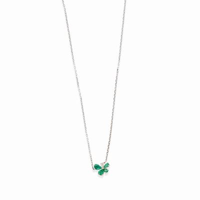 Collana in oro bianco 18k con smeraldi e diamanti