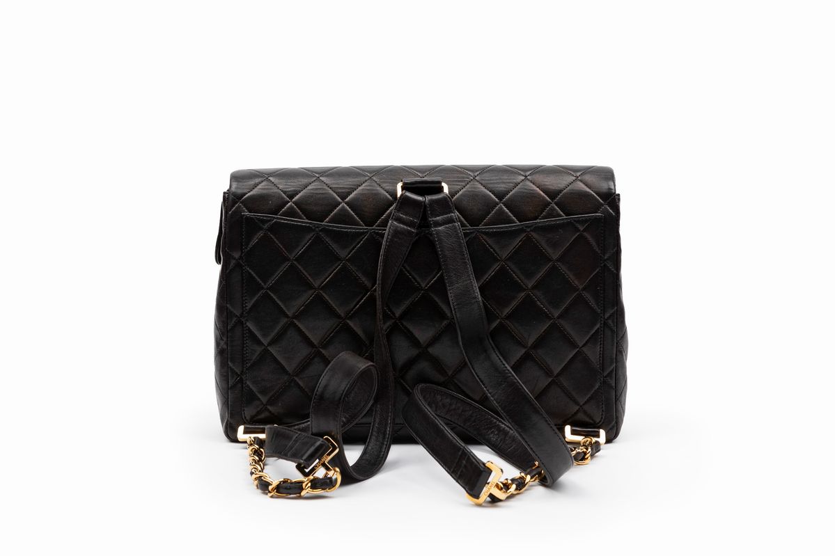 Chanel - Borsa a zainetto in pelle matelassé nera, 1994