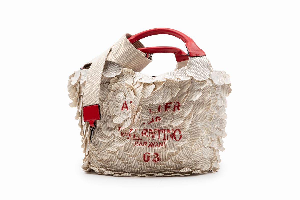 Valentino Garavani - Atelier Bag 03, Borsa in tela e pelle con tracolla staccabile