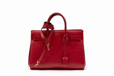 Sac de Jour, borsa in pelle rossa con manici e tracolla staccabile