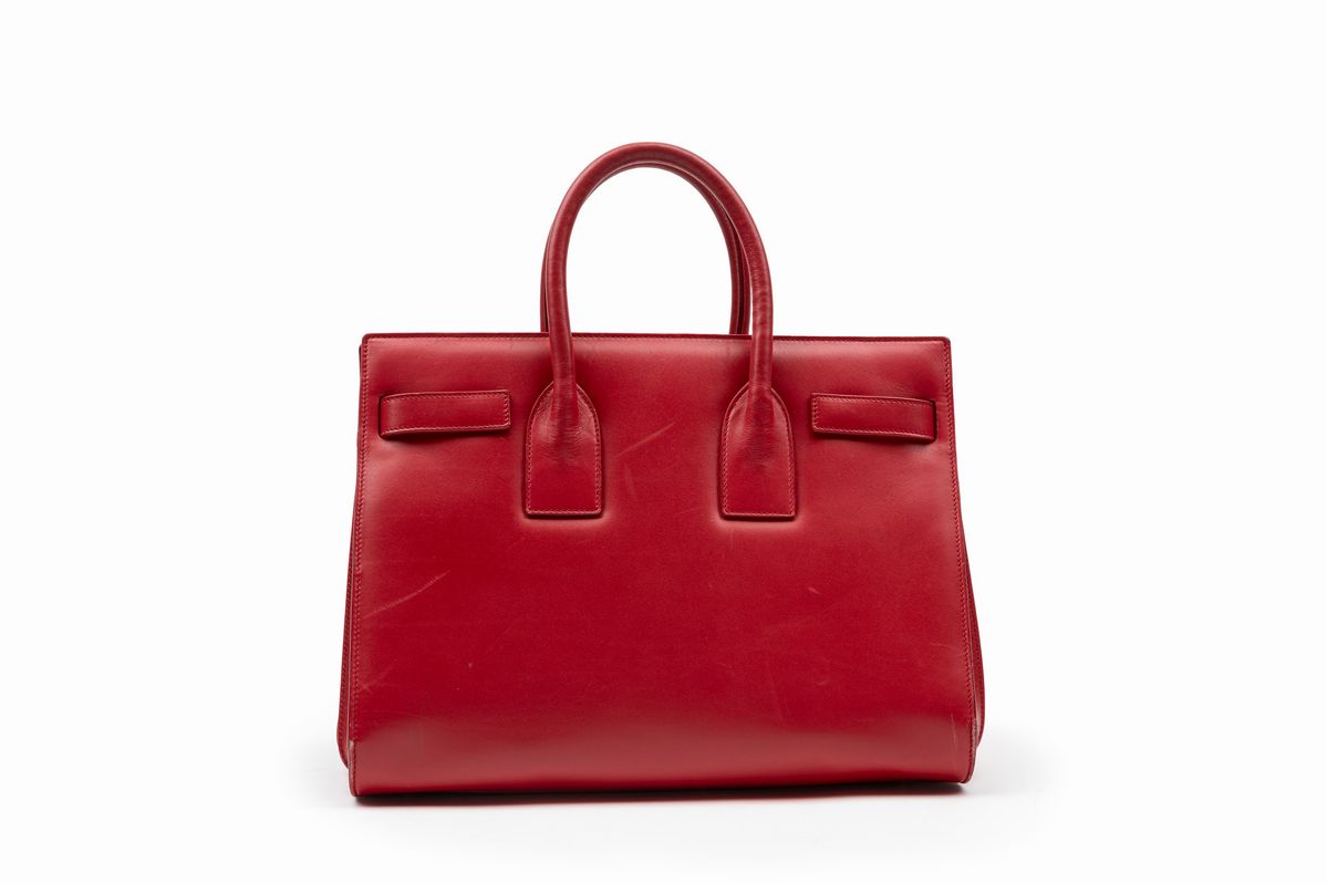 Yves Saint Laurent - Sac de Jour, borsa in pelle rossa con manici e tracolla staccabile