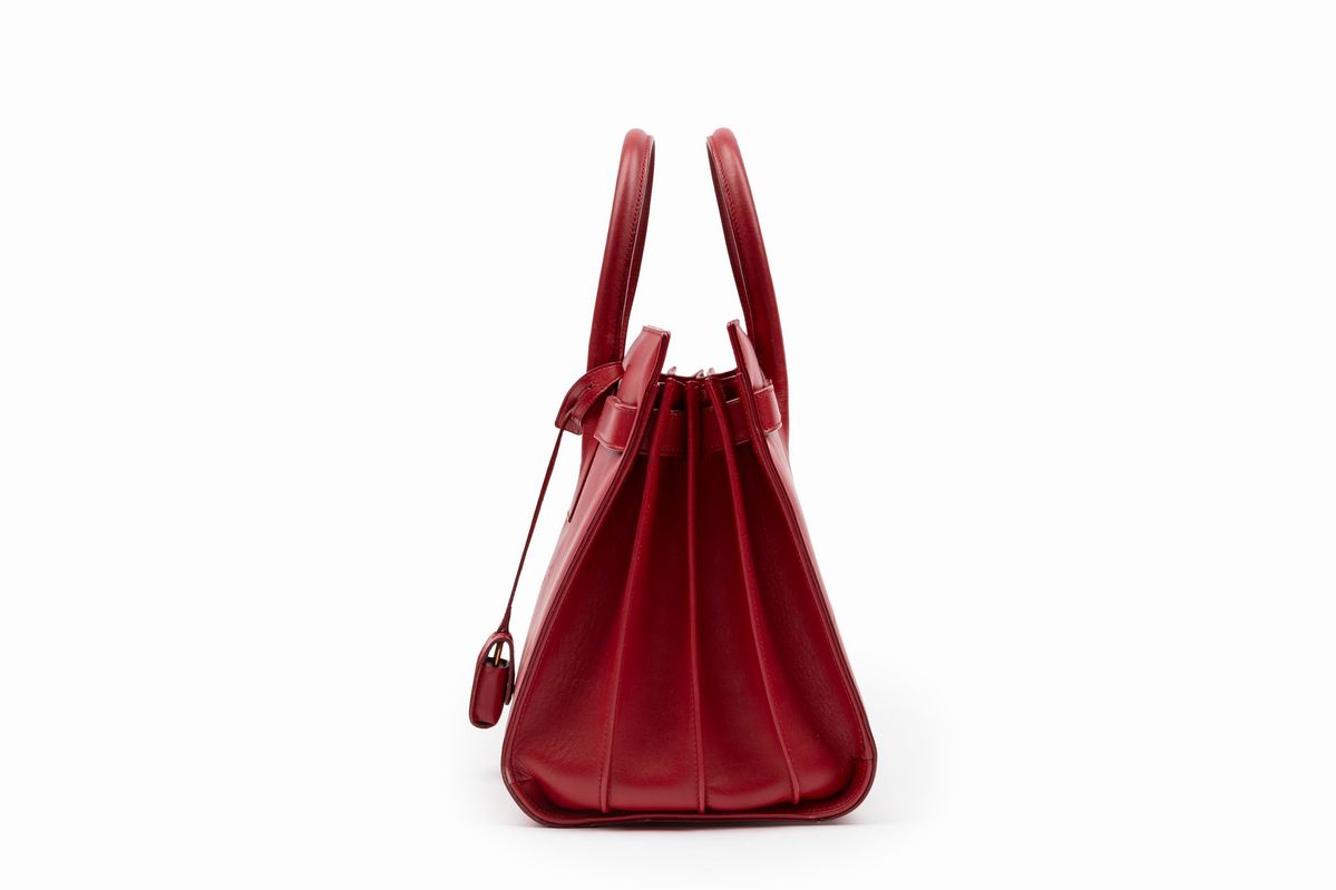 Yves Saint Laurent - Sac de Jour, borsa in pelle rossa con manici e tracolla staccabile