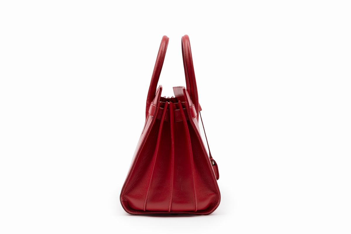 Yves Saint Laurent - Sac de Jour, borsa in pelle rossa con manici e tracolla staccabile