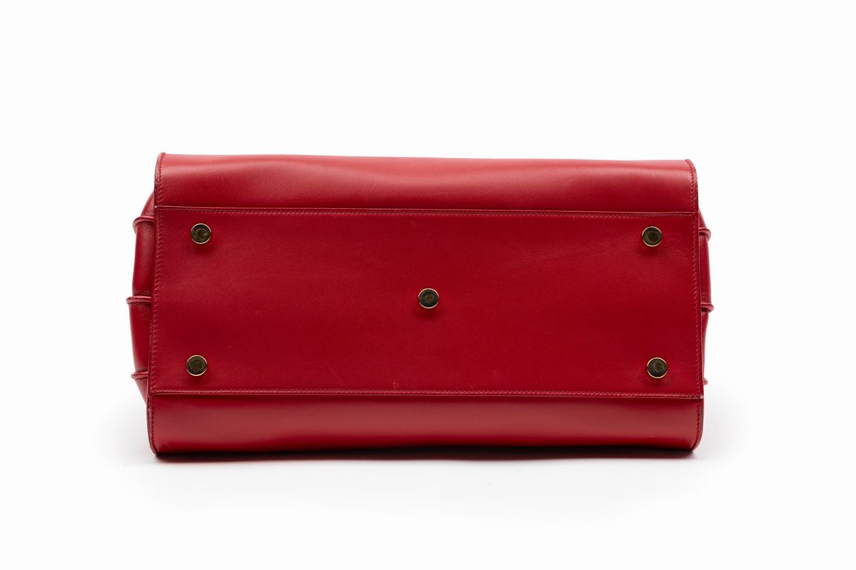 Yves Saint Laurent - Sac de Jour, borsa in pelle rossa con manici e tracolla staccabile