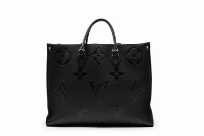 Borsa OnTheGo in pelle macro monogram nera