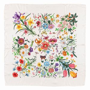 Flora silk twill scarf
