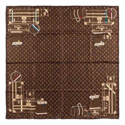 Foulard in seta con monogramma e decorazione per bagagli