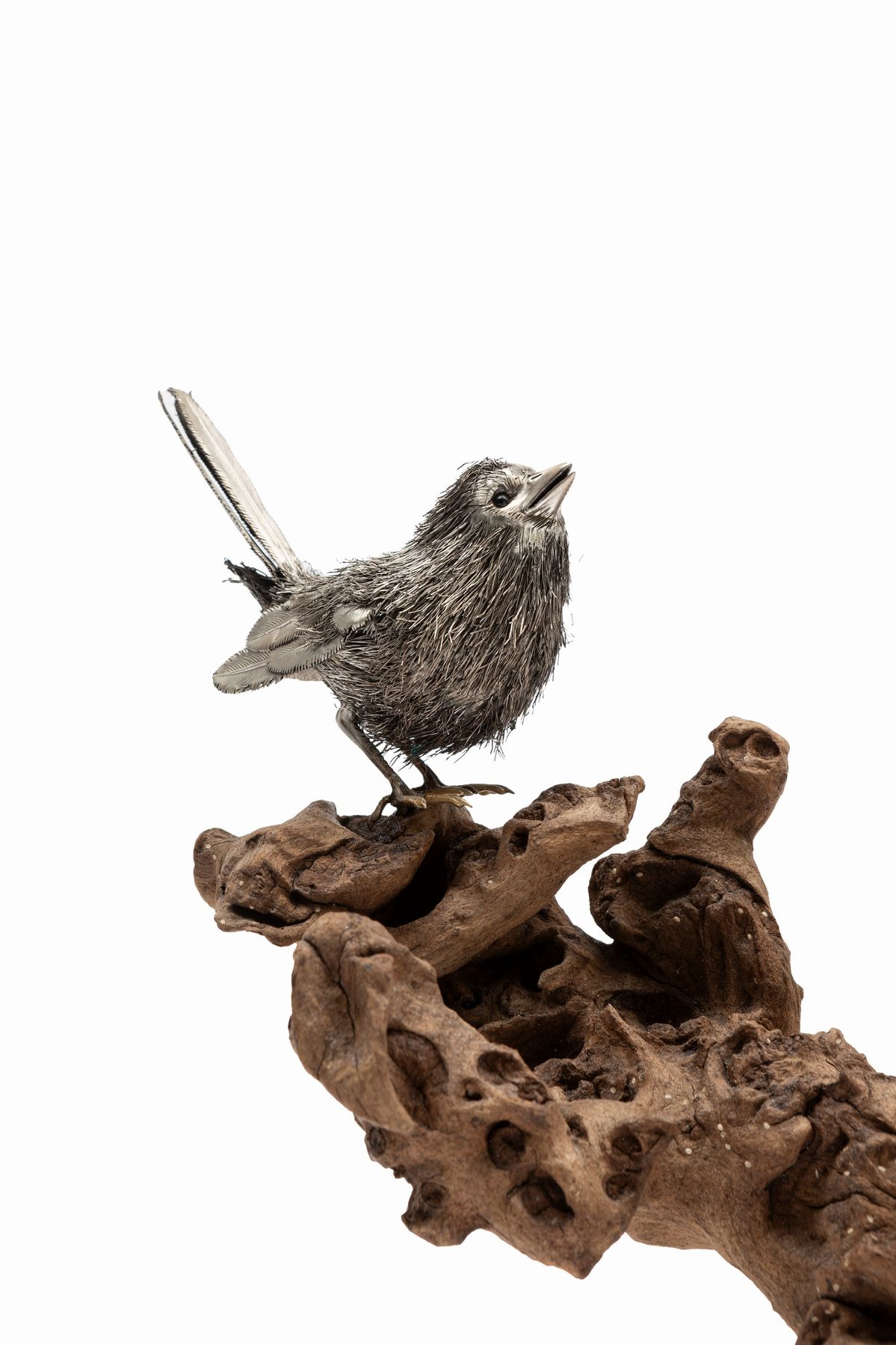 Mario Buccellati - Scultura Raffigurante Tre Passeri su Ramo