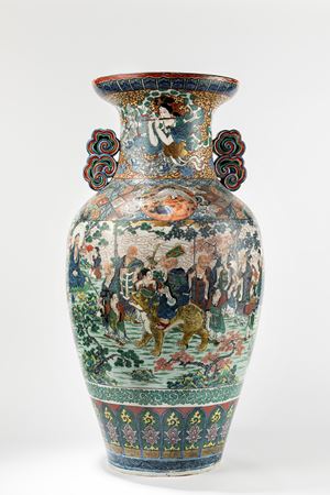 GRANDE VASO IN PORCELLANA FAMIGLIA ROSA