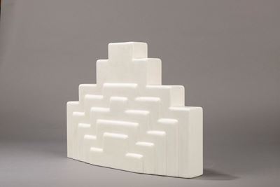 Yantra 17, vaso in ceramica smaltata bianca