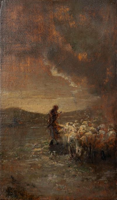 Studio per il dipinto Dopo il temporale, olio su tavola