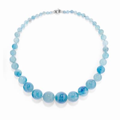 Collana in oro bianco 18k con acquamarine a degradé