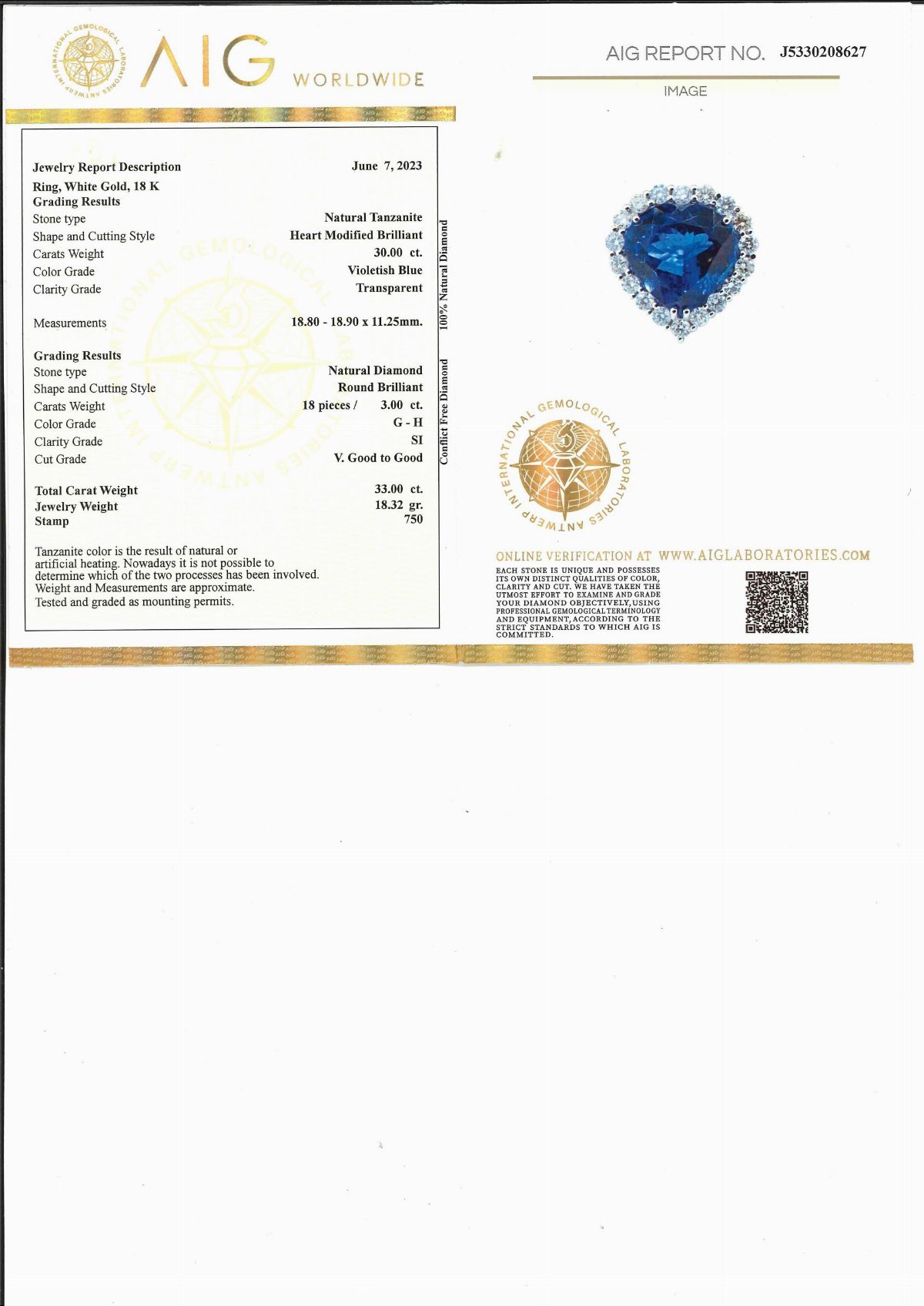 Anello in oro bianco 18k con tanzanite e diamanti