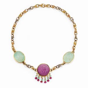 Emerald and ruby necklace 