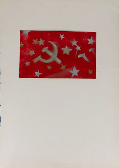 Senza titolo - vernice a spruzzo e collage su carta