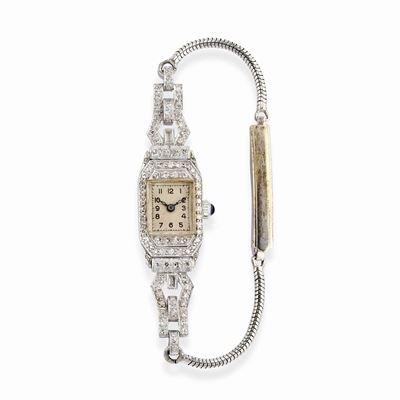 Orologio in oro bianco 9k e platino con diamanti