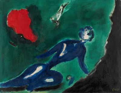 Figura nello spazio, olio su tela