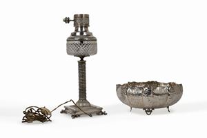 Silver centerpiece and lamp