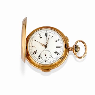 Orologio da tasca in oro giallo 18k con cronografo e suoneria