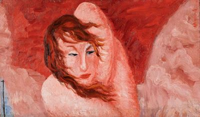 Frammento di nudo disteso, olio su tela applicata su tavola, 1935