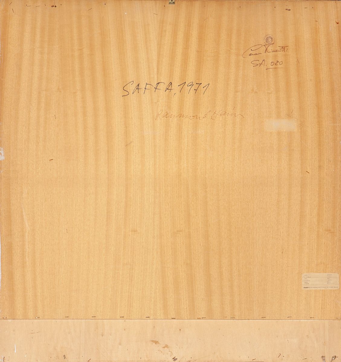 Raymond Hains - Saffa, tecnica mista su tavola
