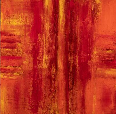 Orange/Red Vulcano, olio e pigmenti su tela