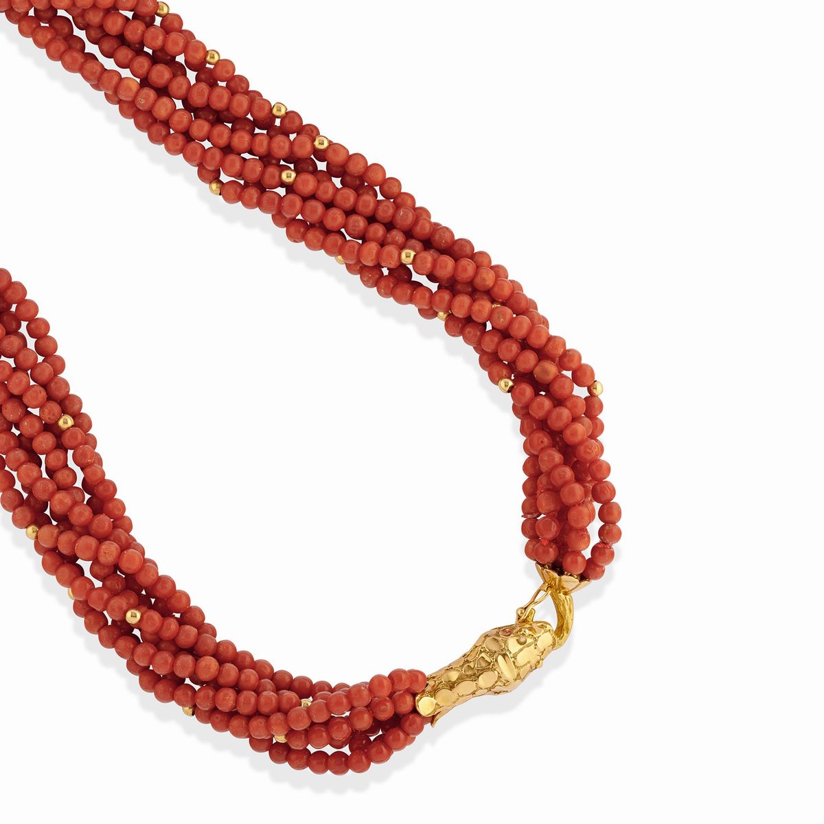 Due collane in oro giallo 18k con corallo