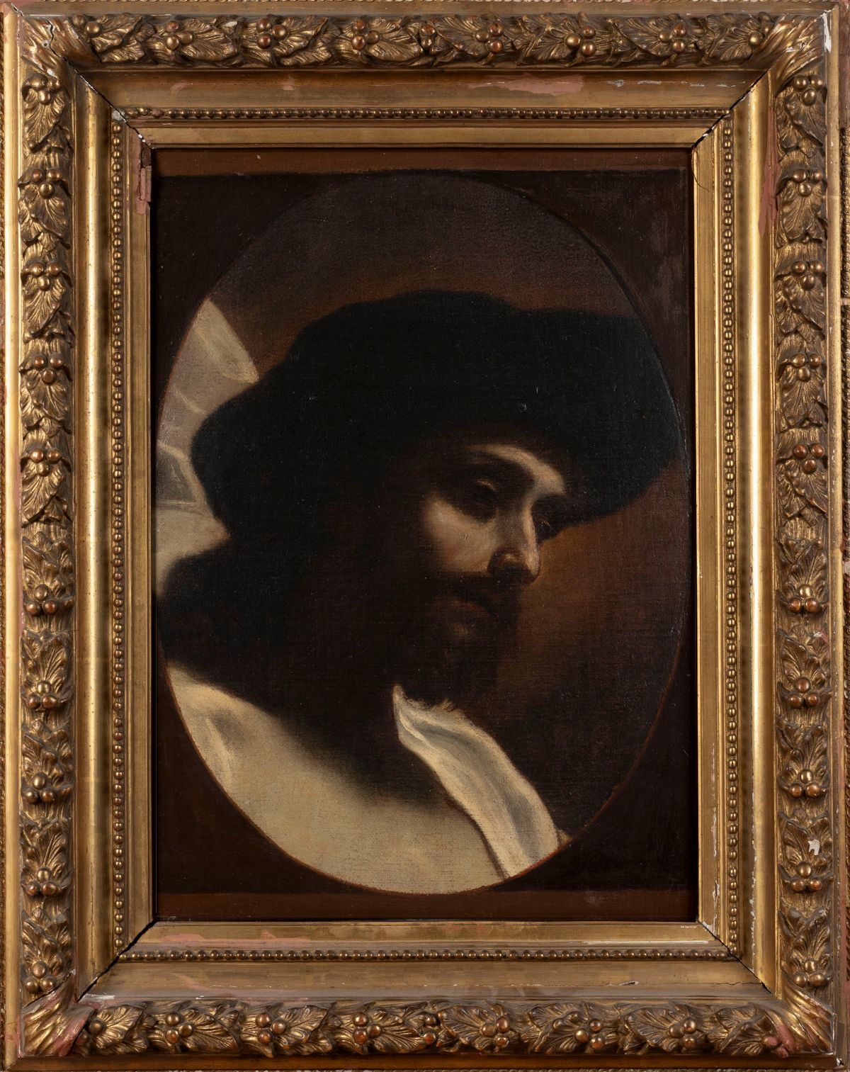 Mattia Preti - Studio per il volto di Cristo nel Noli me tangere, olio su tela entro sagoma ovale