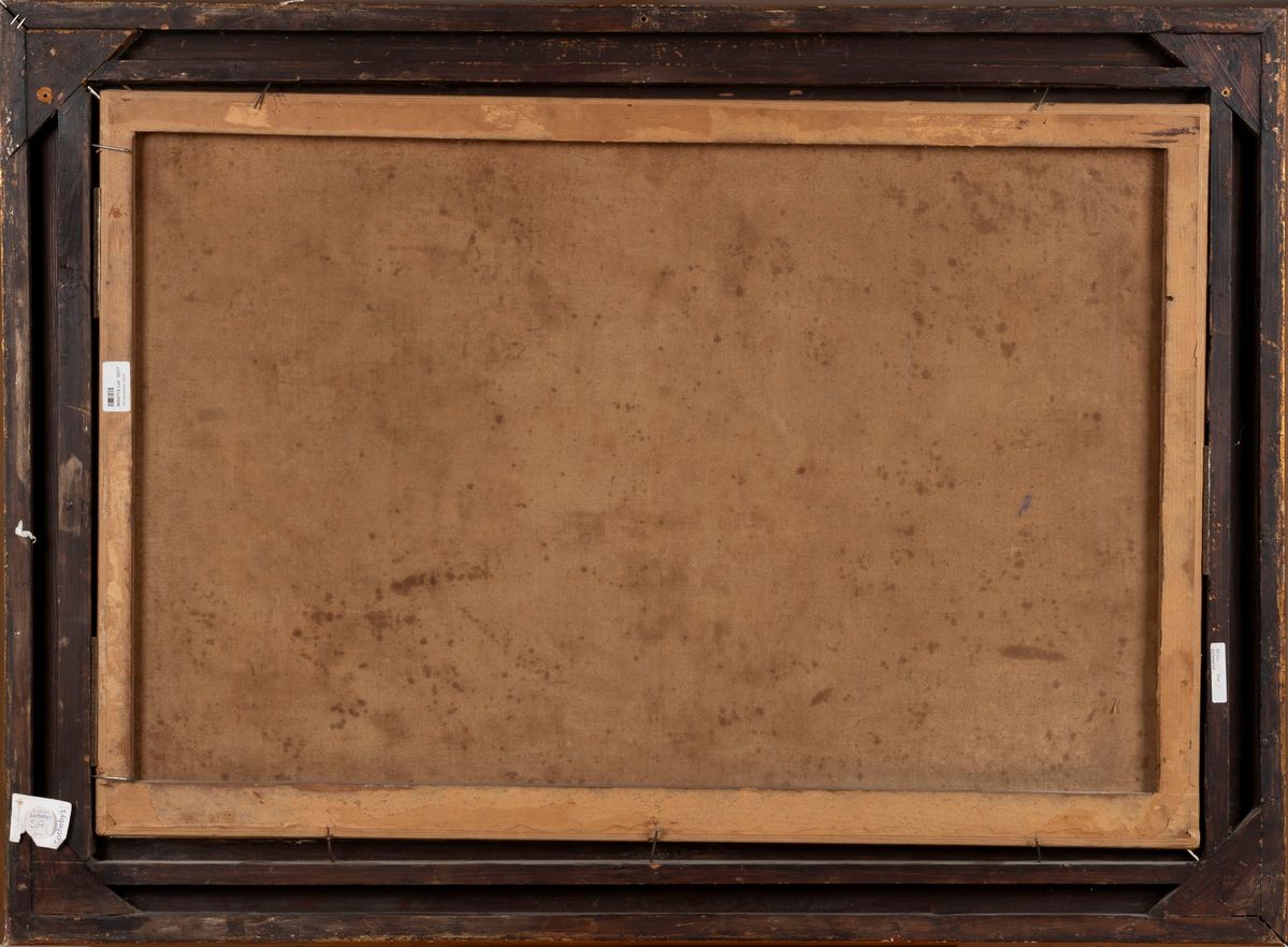 Scuola Fiamminga, Secolo XVIII - N/D, Tavola imbandita con calice in argento e posate, olio su te...