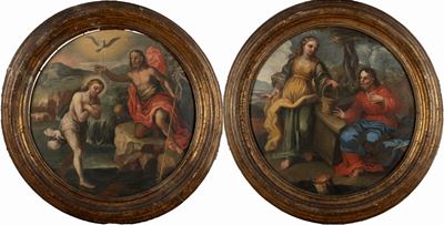 Autore ignoto, Due scene dal Nuovo Testamento: Cristo e la Samaritana al pozzo; e Battesimo di Cr...