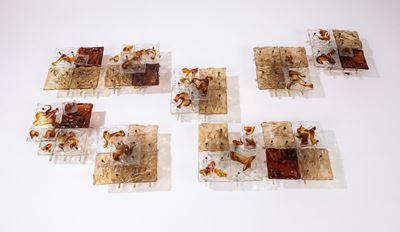 Patchwork - Applique in metallo laccato, ottone e vetro di Murano