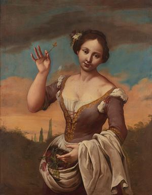 Young woman with flowers