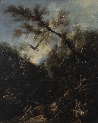 San Paolo Eremita e il corvo, olio su tela