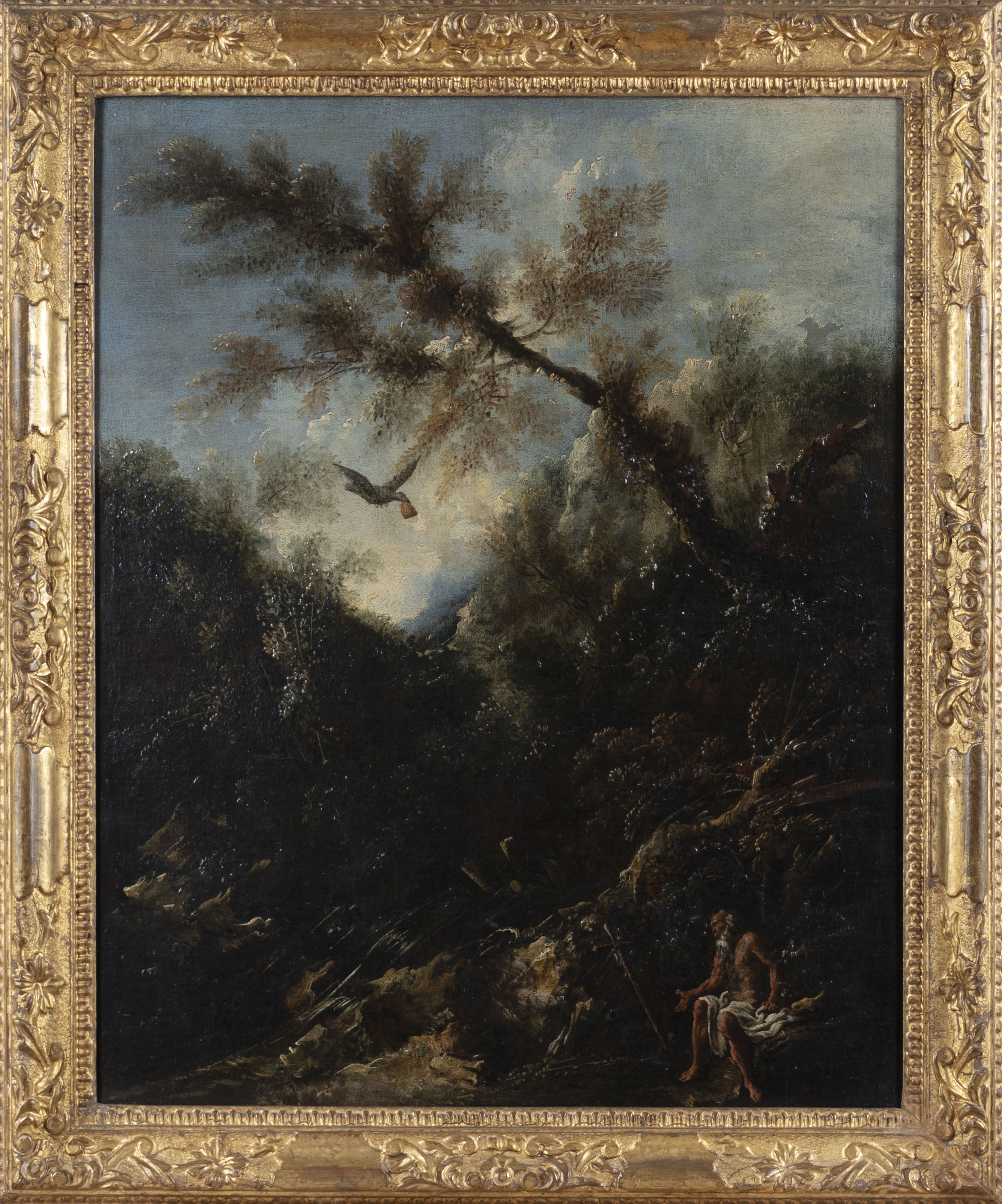 Antonio Francesco Peruzzini - San Paolo Eremita e il corvo, olio su tela